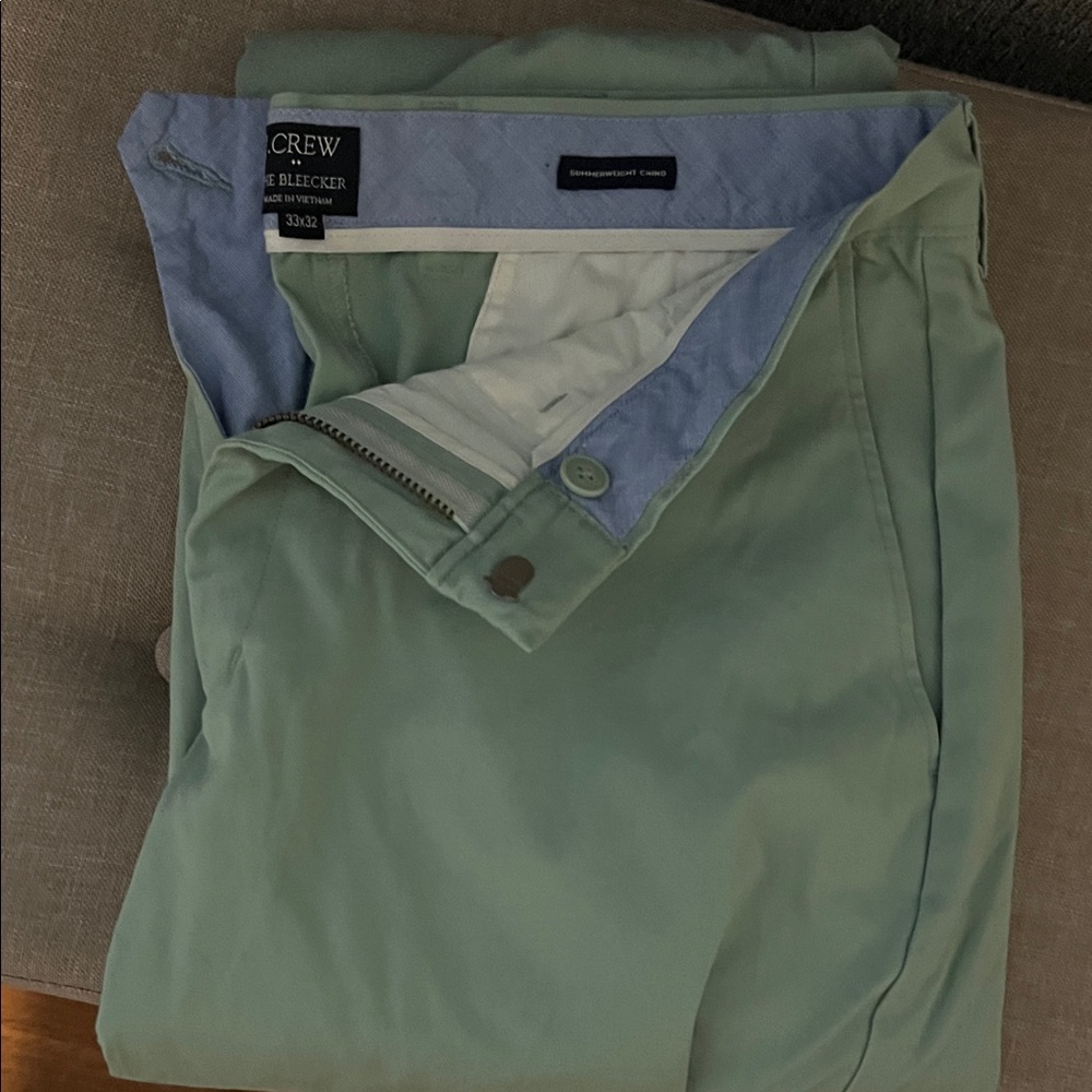 J. Crew Men’s Light Mint Green Cotton Chinos 33/32